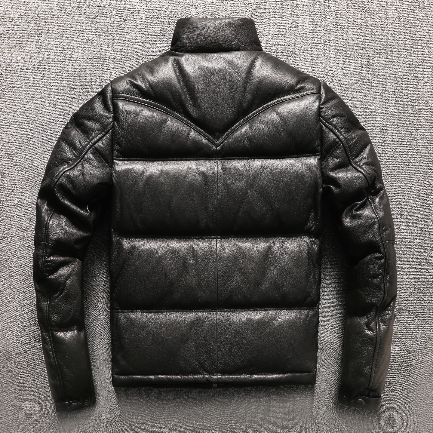 سترة رجالية سميكة ودافئة بياقة واقفة مصنوعة من جلد الماعز وأسفل البط، نمط الشتاء #3