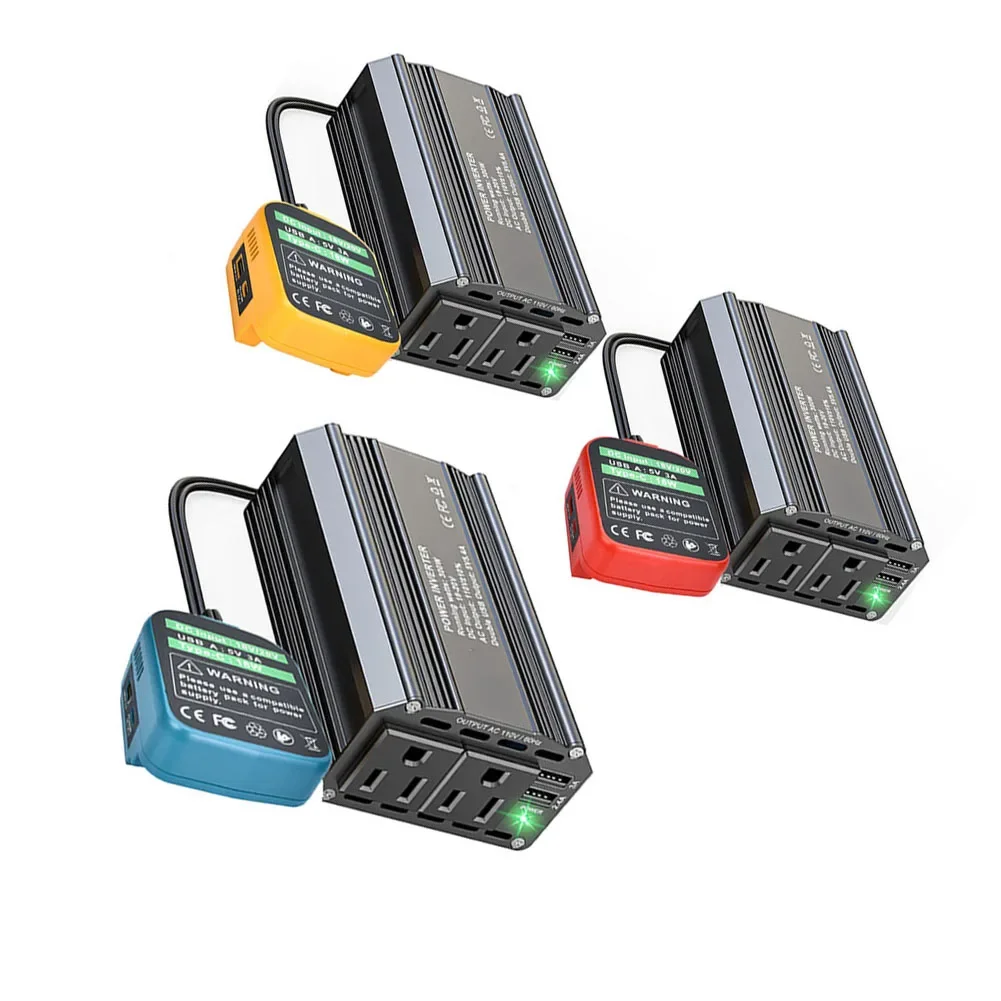 Inversor compacto de 300 W 18 V a 110 V com USB duplo e tomadas CA para bateria de 20 V para ferramentas elétricas e eletrônicos
