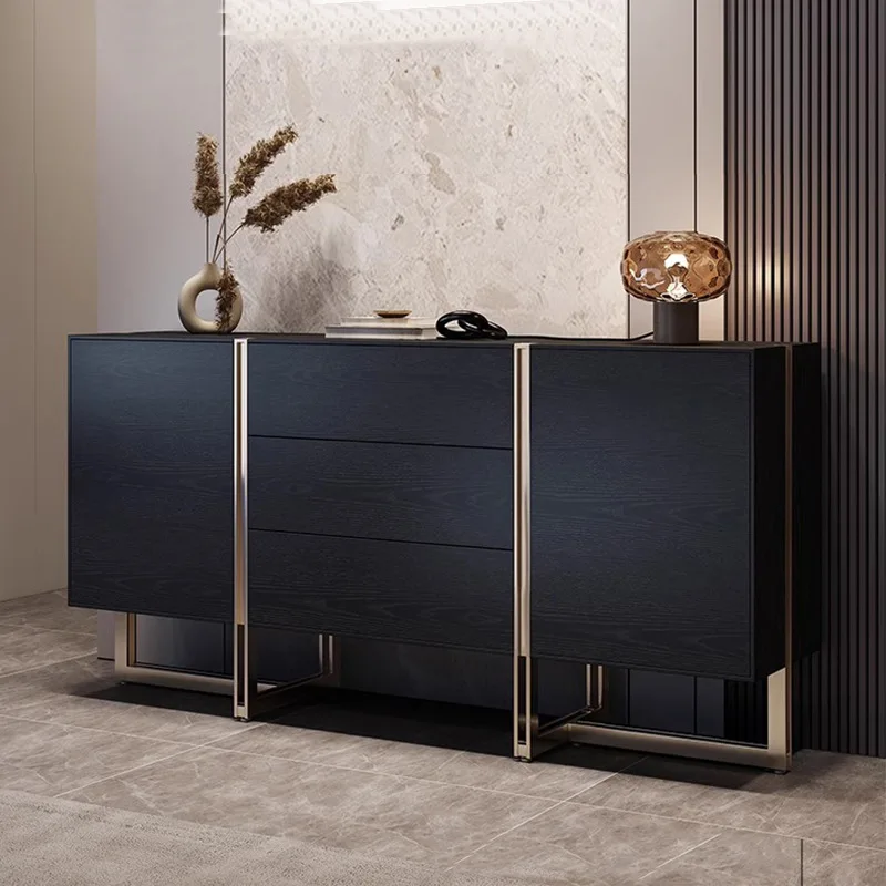 

Italian light luxury solid wood porch cabinet entry living room partition decorative side cabinet