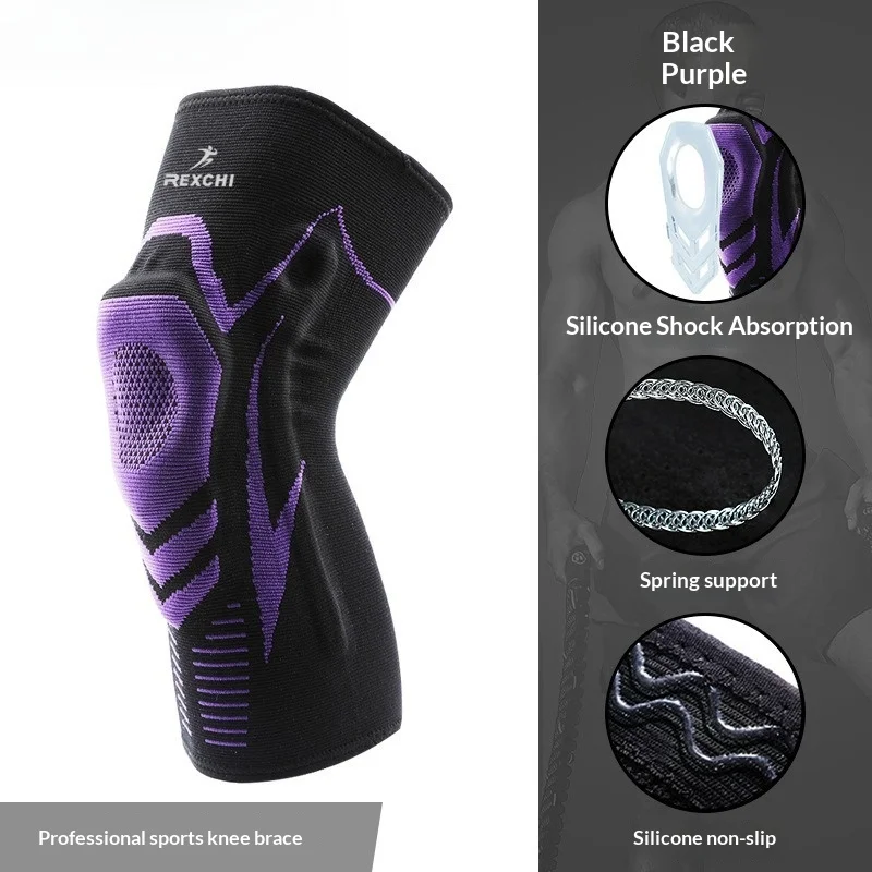 1 шт. мужские наколенники для альпинизма, высокоэластичные амортизирующие наколенники для фитнеса, бега, баскетбола, нескользящие силиконовые спортивные наколенники