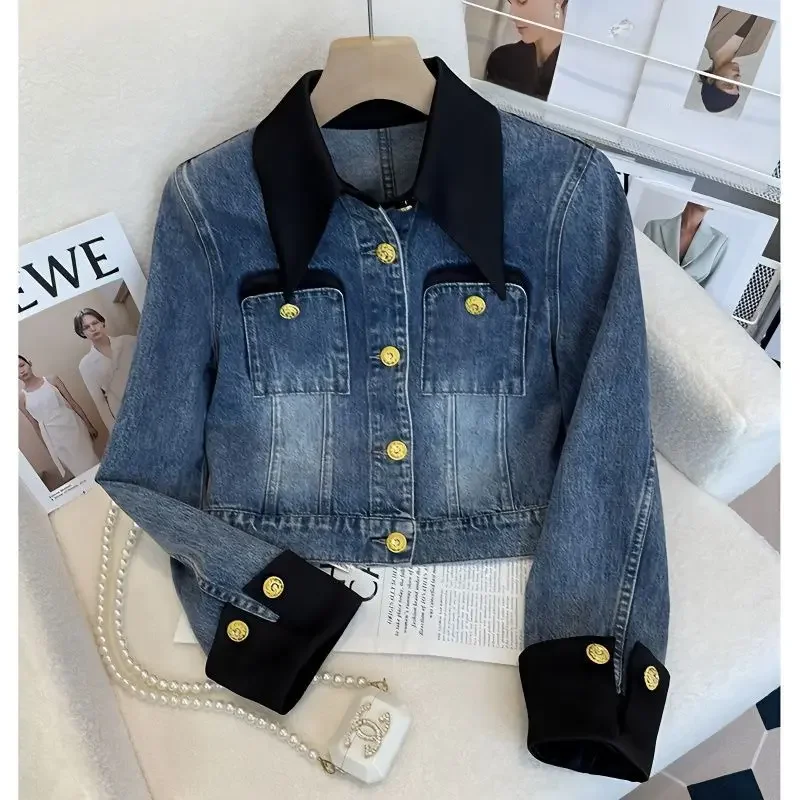 Spring Autumn Women's Design Sensibility Casual Jacket Trendy Patchwork Ruffled Collar Outer Wear