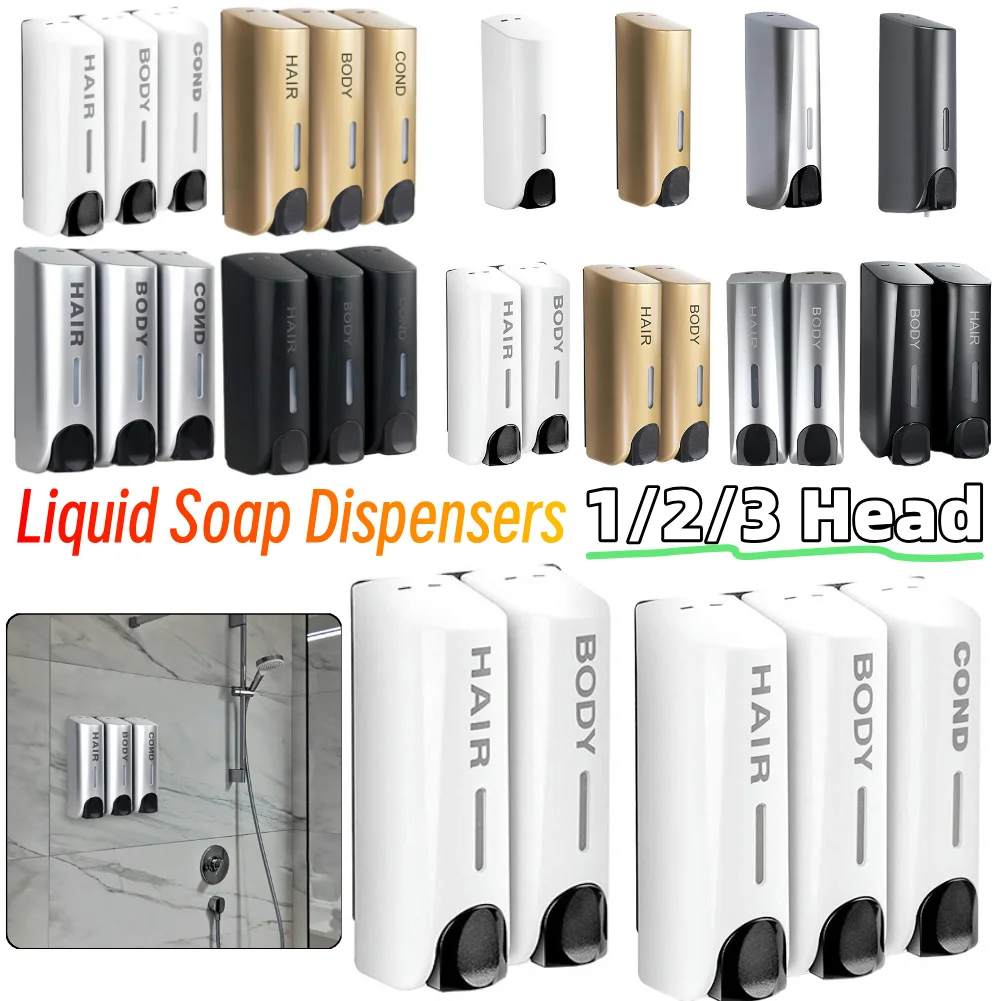 

1/2/3 Head 350ml Wall-mount Liquid Soap Dispensers Shower Bath Shampoo Dispenser Soap Bathroom Washroom Accessories