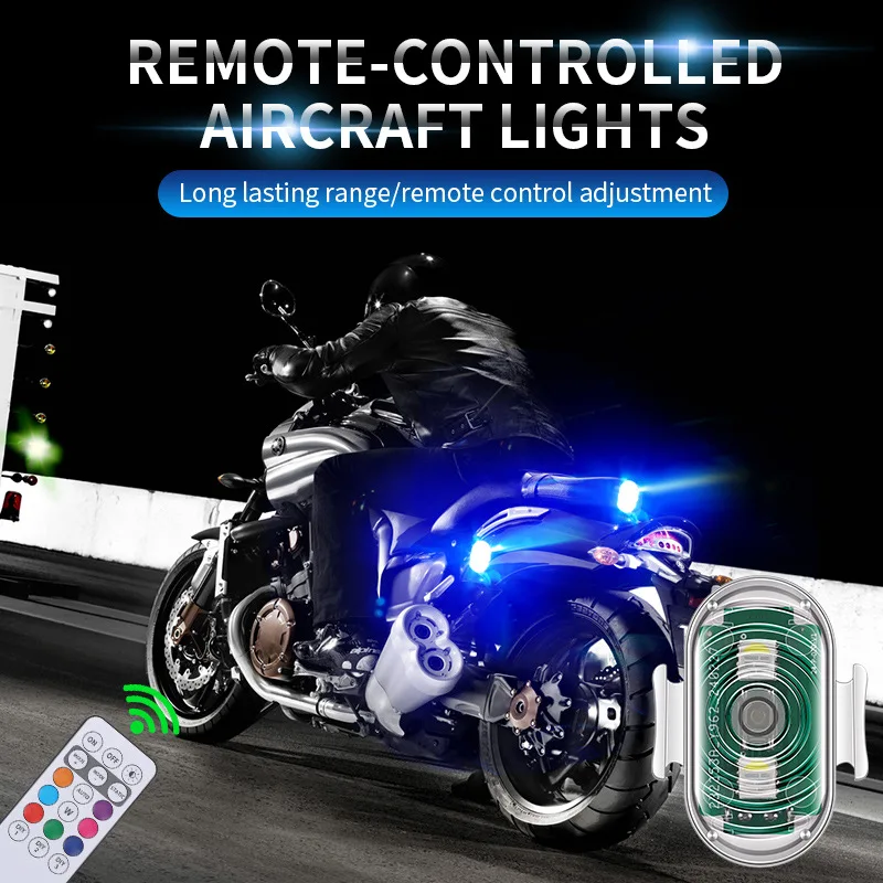 Motorcycle RGB LED Strobe Lights With Controller LED Flash Position Wireless Light Aircraft Airplane Helicopter Warning Lights