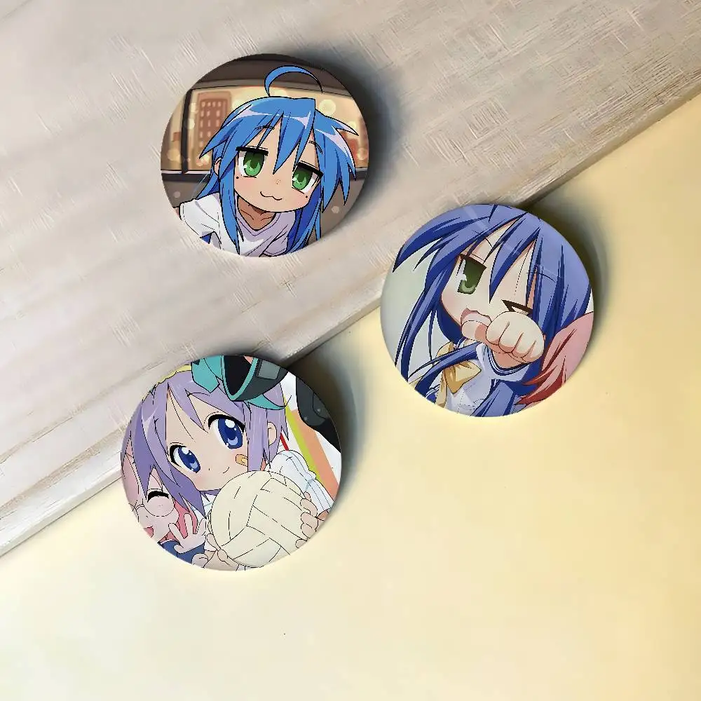 Lucky Star Pfp Konata Izumi Badges Peripheral Lapel Pins Tinplate Round Brooch For Shoulder Bag Accessories Souvenir Gifts