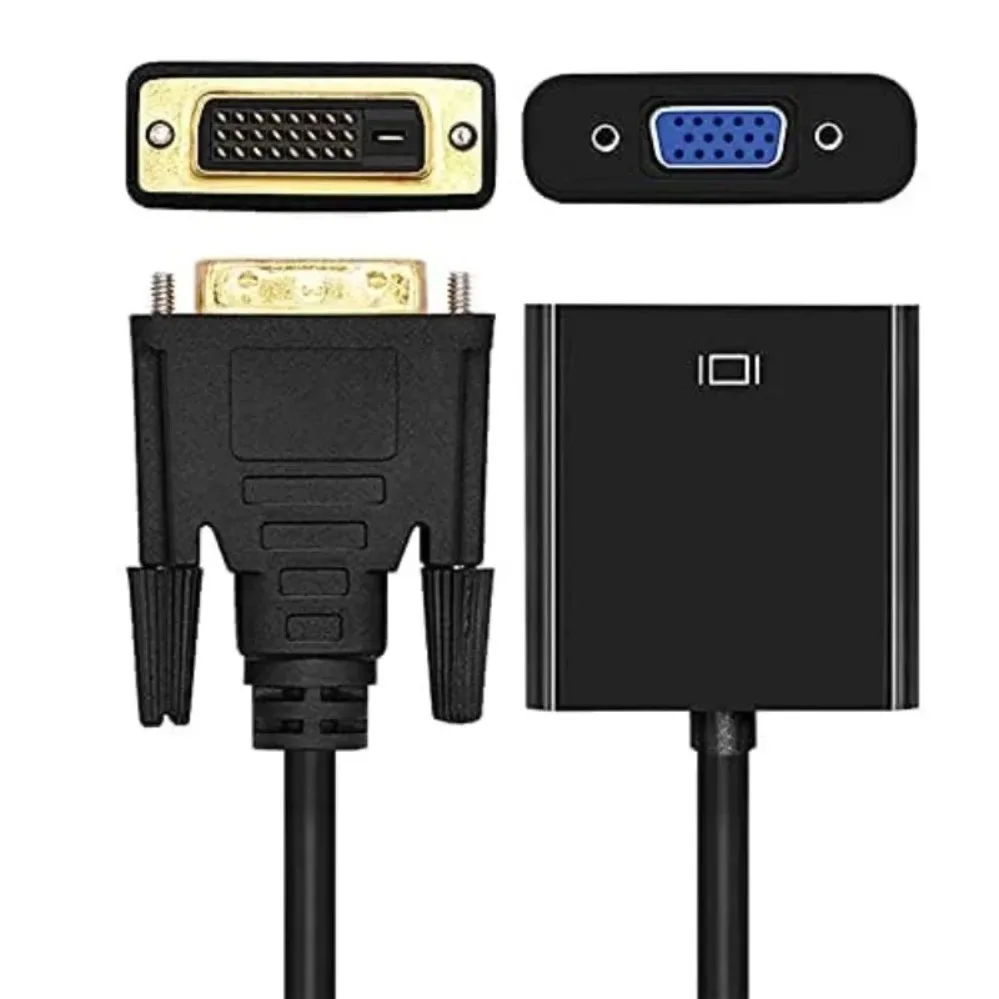 DVI-D DVI To VGA Adapter Full HD 1080P Video Cable Converter 24+1 25Pin To 15Pin Cable Converter for PC Computer Monitor TV