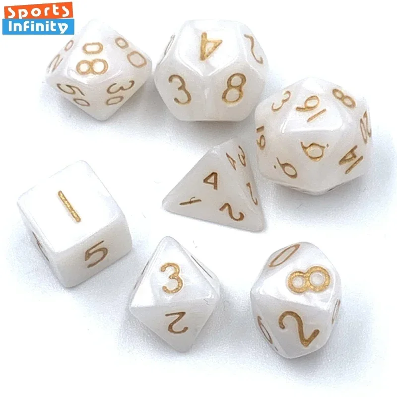 7Pcs 10mm Mini Board Game Plastic Dice Green White Black Purple Blue Yellow Multi Sided Dnd Dice Set Polyhedral Number Dice Kit