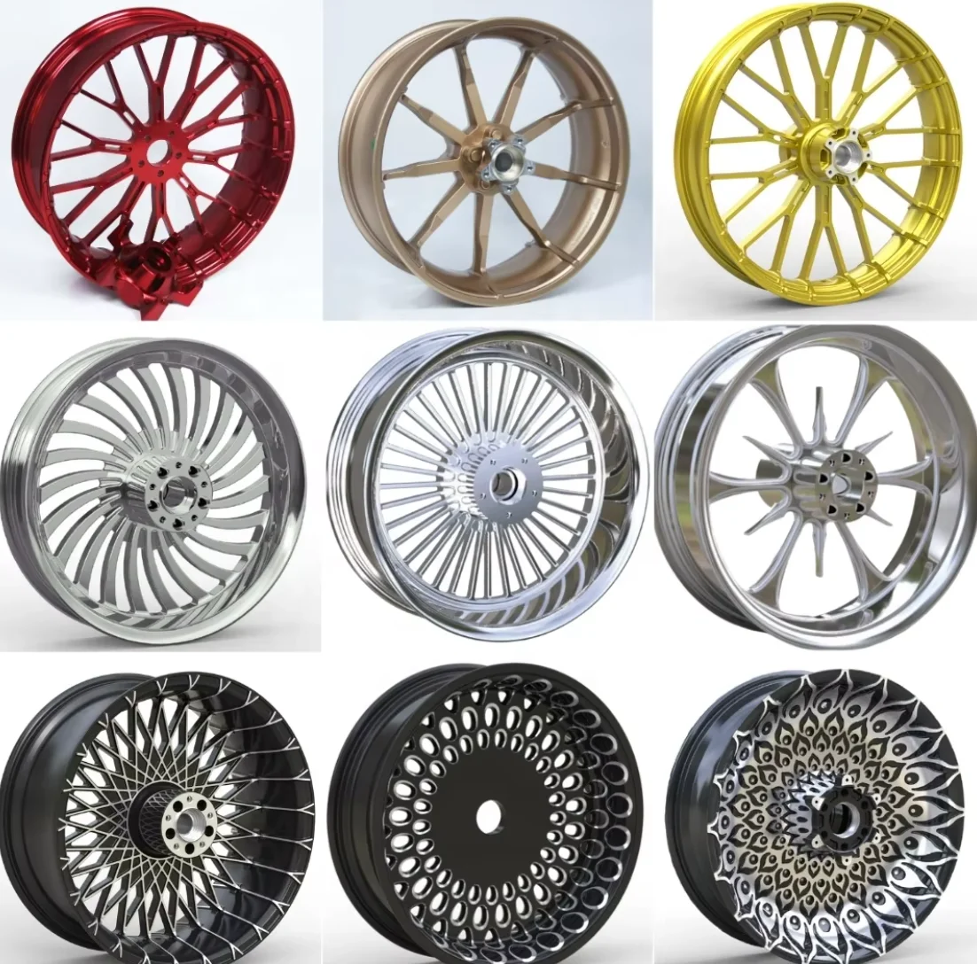 Sera Motorcycle Forged Aluminum Wheels Custom Multi Thin Spoke Davidson Aftermarket Motorbike Upgrade Modification
