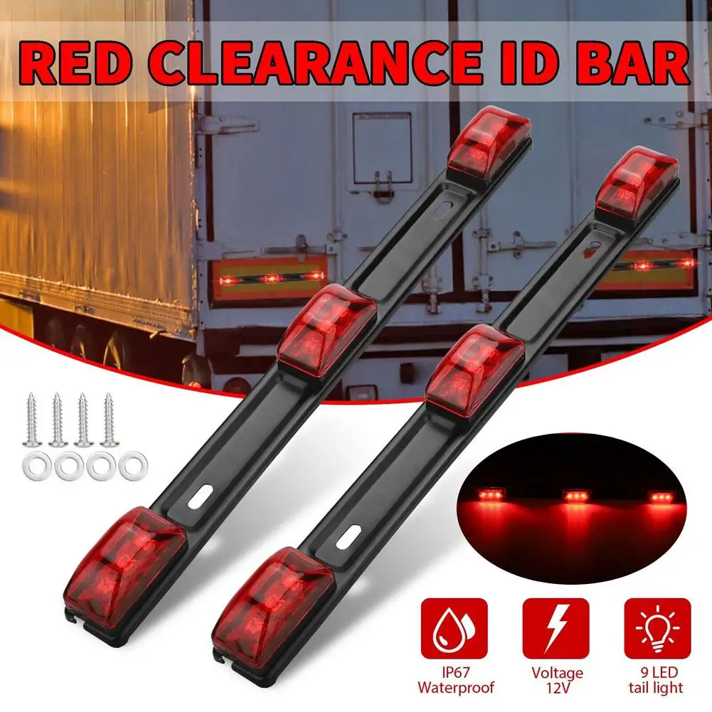 

2Pcs 9led Car Truck Side Light Tail Lamp Pickup High Mount Brake Light Waterproof Trailer Sealed Marker Lamp