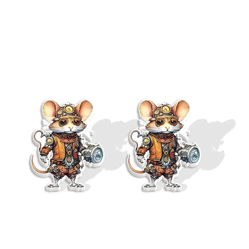New Arrival Steampunk Animals Epoxy Stud Earrings Cat Hat Mouse Fish Acrylic Resin Earrings Fashion Earrings