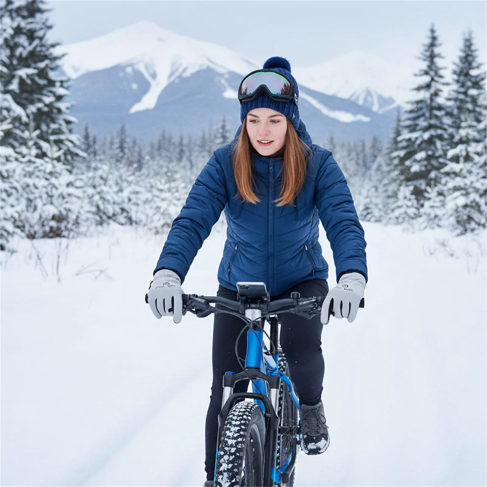 Women Winter Gloves Touchscreen Windproof Anti-Slip Water Resistant with Drawstring for Skiing Cycling Outdoor Activities