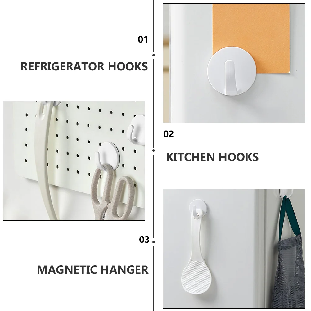 Heavy Duty Hook Refrigerator Magnetic Paste Coat Hangers Kitchen Hooks White Fridge