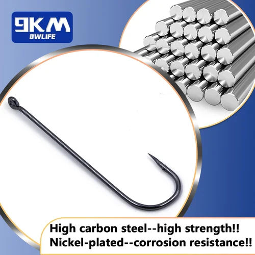 Imagen 2 del producto Anzuelos de pesca de vástago largo, anzuelos de púas de mar Aberdeen, plantilla de pesca de carpa de acero rico en carbono, anzuelo de gusano, aparejos de pesca de agua dulce