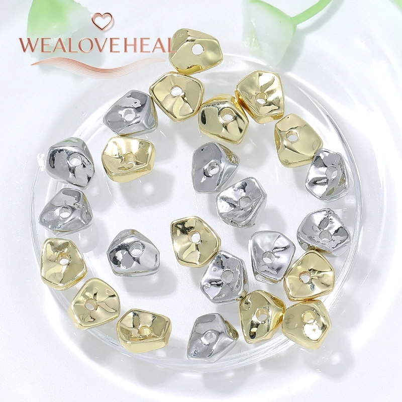5/10 Stück unregelmäßige geometrische Abstandshalter-Perlen, 18 Karat vergoldetes Messing, 6 mm, lose Perlen für die Herstellung von DIY-Armbändern, Halsketten und Schmuck. – Detail 22