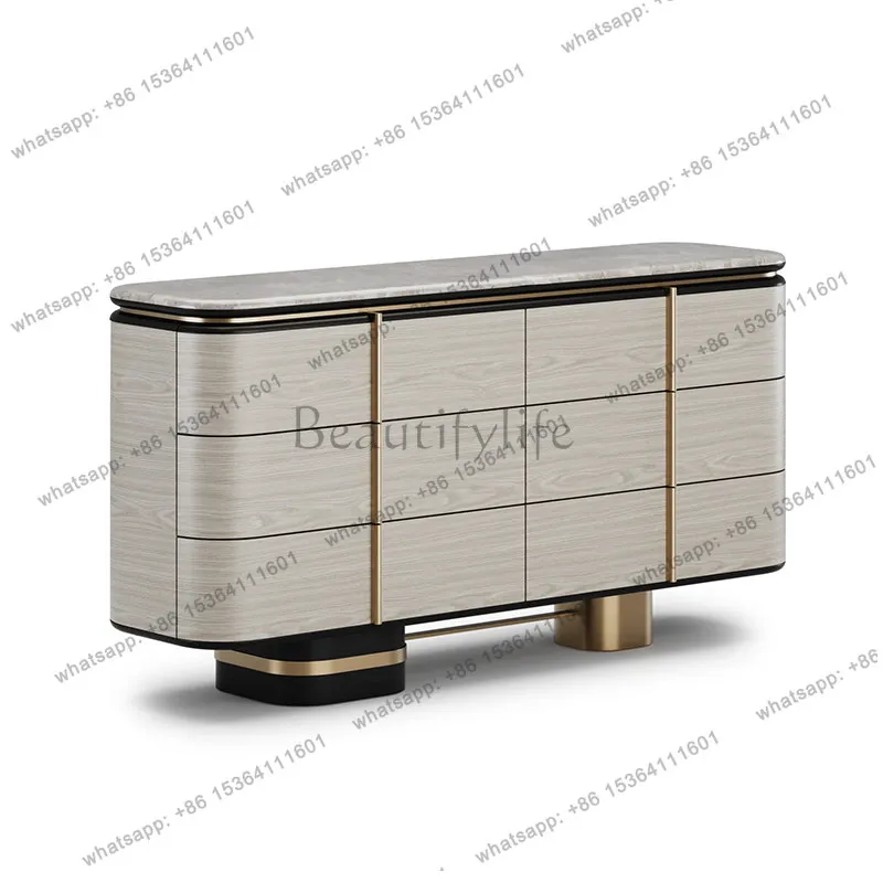 

American luxury marble chest of drawers villa high-end living room decoration cabinet