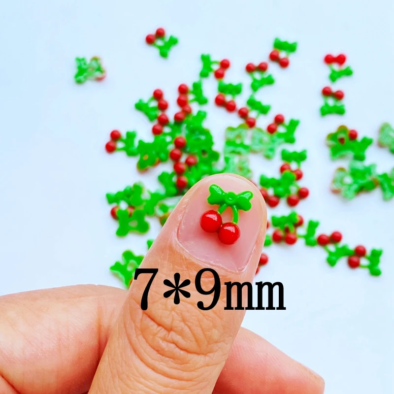 100Pcs New Cute Mini 7*9mm Cherry Series Resin Figurine Crafts Flatback Cabochon Ornament Jewelry Making Hairwear Accessories