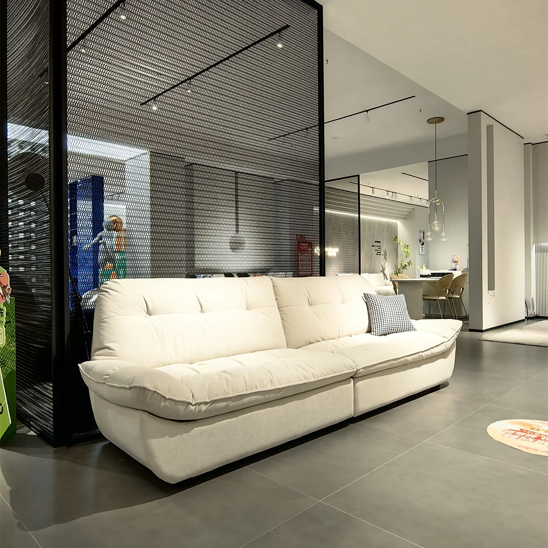 Straight row fabric cloud sofa living room modern simple small apartment High Quality
