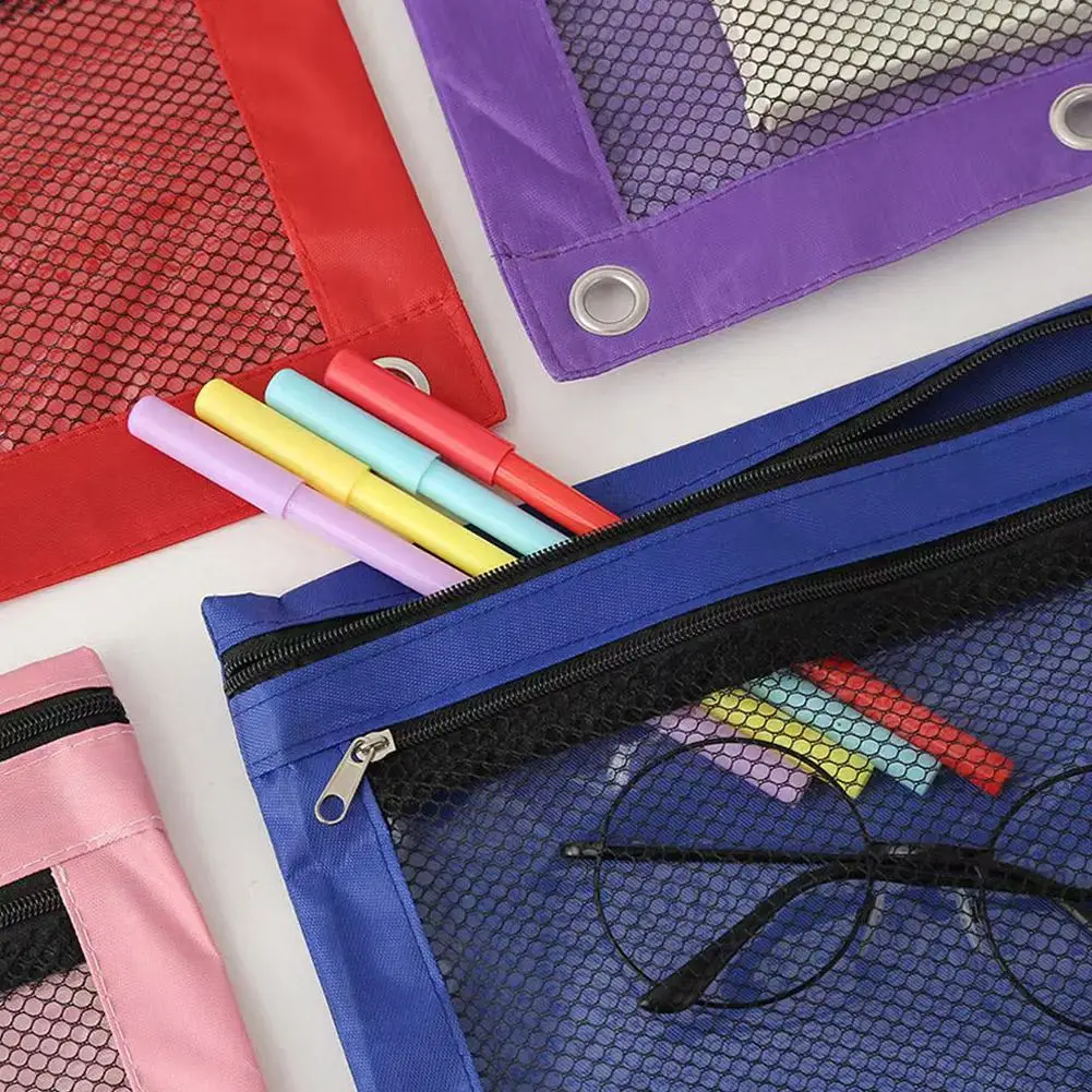 Double Zipper Pencil Pouch Case  Binder Zipper File Storage Oxford Cloth Stationery Storage Bag File Pocket Waterproof Pen Bag ﻿