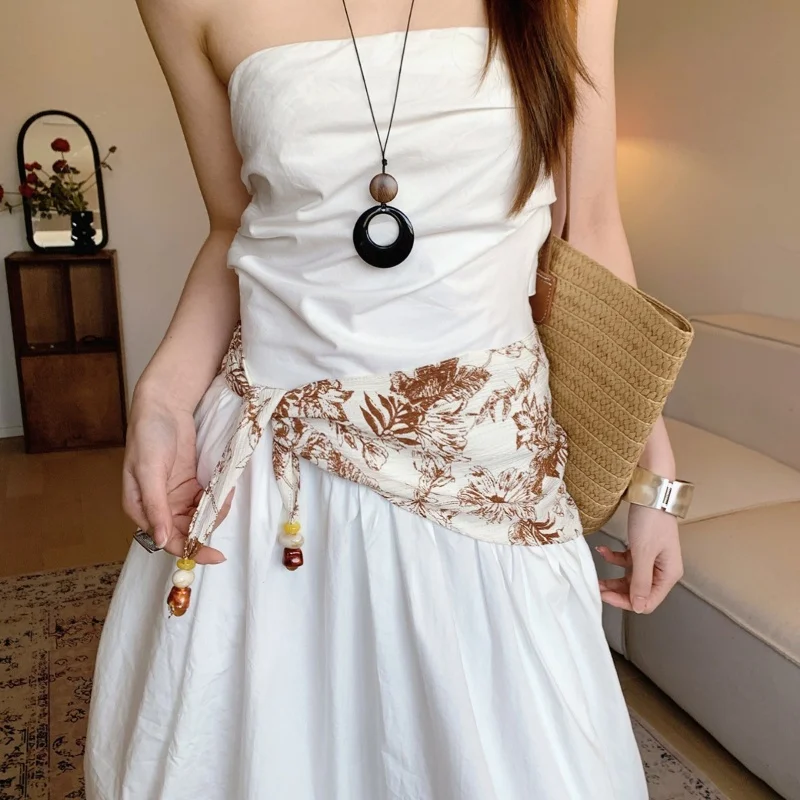 Picture 3: High-End Beaded Neck Scarf for Women Long Trendy Accessory Necklace Shirt Scarf Curtain Fashionable Women's Accessory