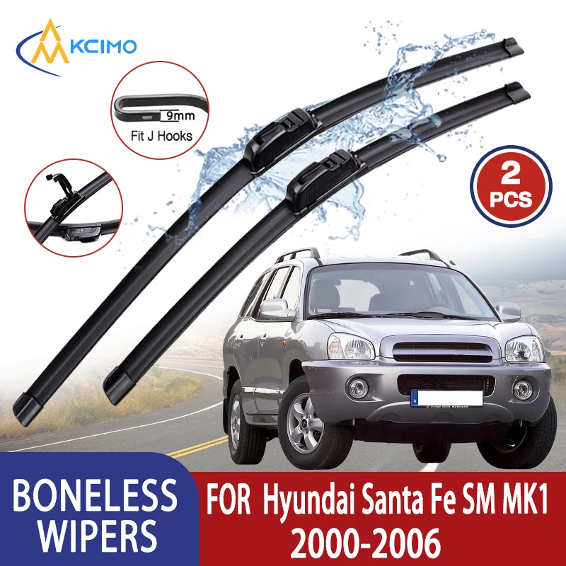 

Kcimo для Hyundai Santa Fe SM MK1 2000-2006 гг., автомобильный дворник U-типа, мягкий резиновый бескостный дворник HD, тихий прочный автомобильный дворник 22 "+ 20"