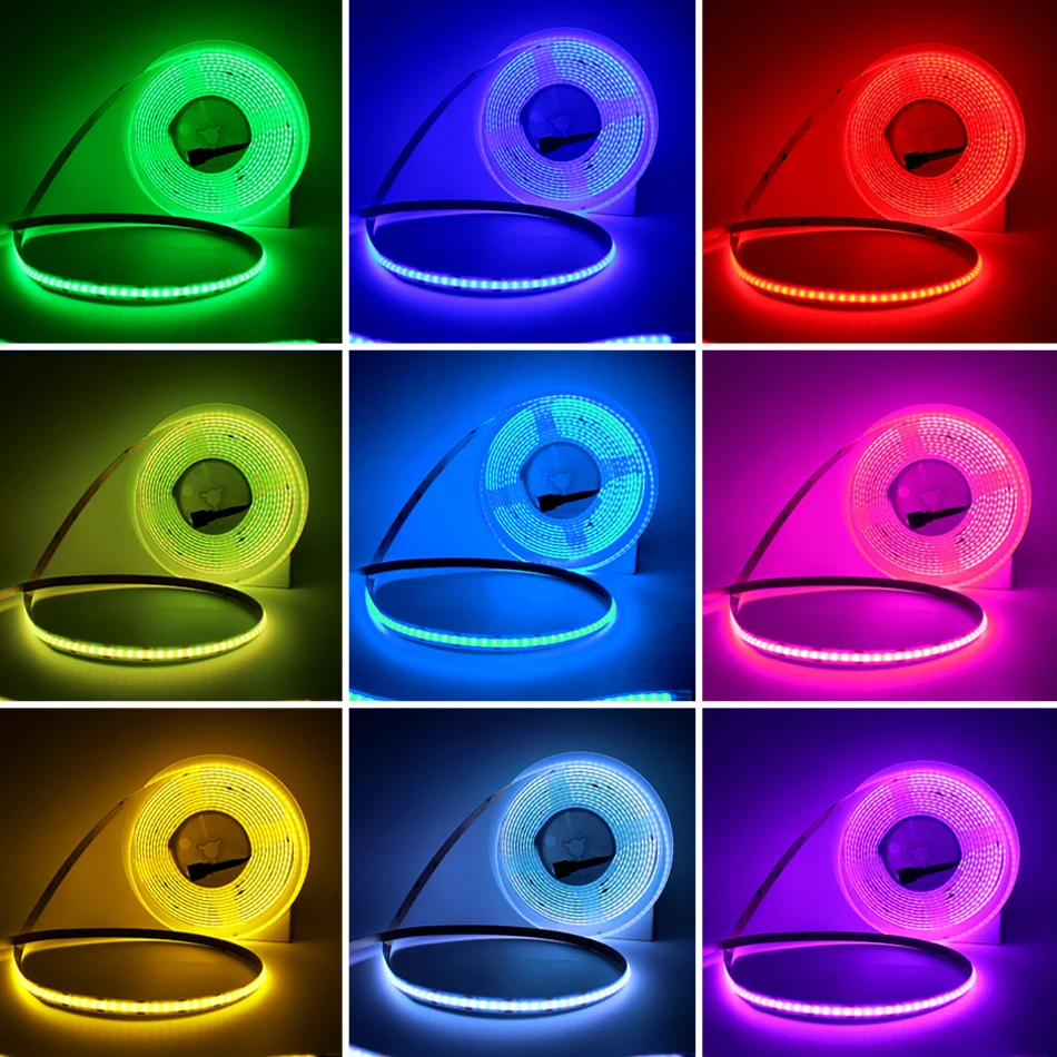 DC5v 12V 24V COB LED light Strip 576LEDs/M RGB High Bright Dotless Home Decor Led Tape Diode Flexible Ribbon Rop