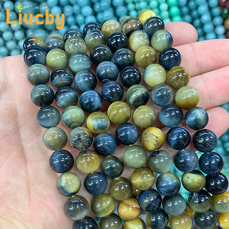 DIY Retro Dekoration exquisite Creolen Naturstein Traum Tiger Auge Stein für Schmuck herstellung 15 "Großhandel 6/8/10/12/14mm – Detail 5