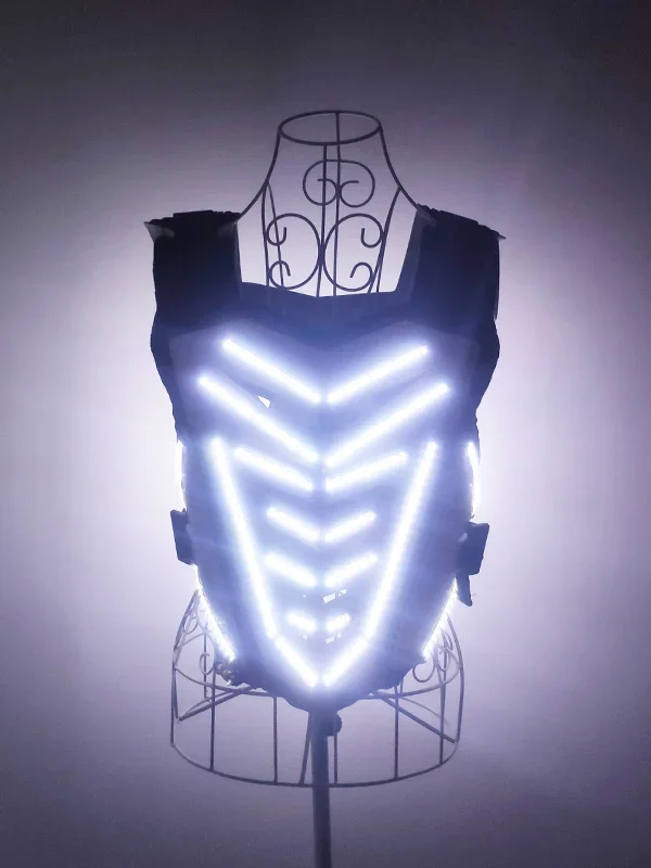 Growing Light Up Vest Robot Suits Armor Event Party Nightclub Supply Rave Outfit Women LED Costume Luminous Dance Clothes