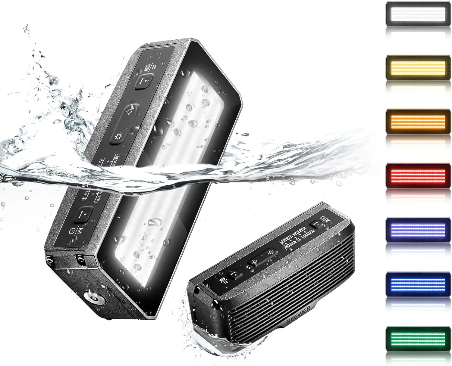 

NEEWER WP12 Подводный фонарь для дайвинга, водонепроницаемый светодиодный фонарь IP68 33 фута/10 м с шаровой головкой, 1900 мАч 5600 К CRI97+ TLCI98+