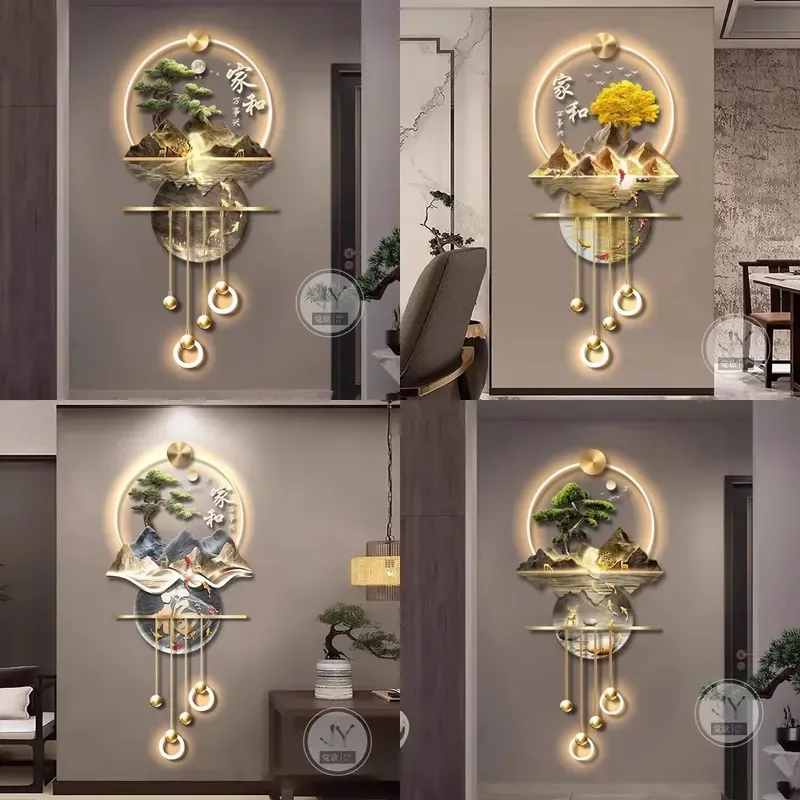 LED Crystal Painting Mural Pahari Art Home Decoration Wall Lamp