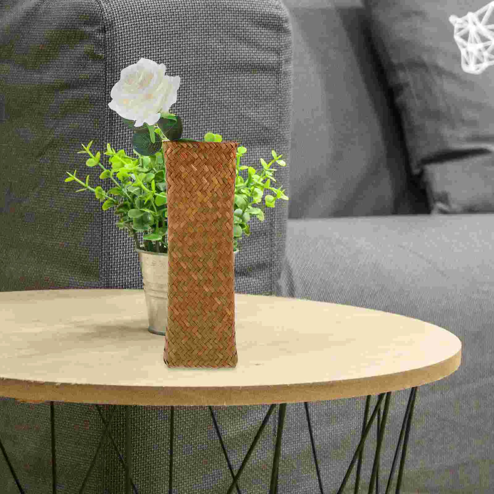 Vase Home Decor Straw Dried Flower Arrangement Dining Table Grass Desktop Woven Creative