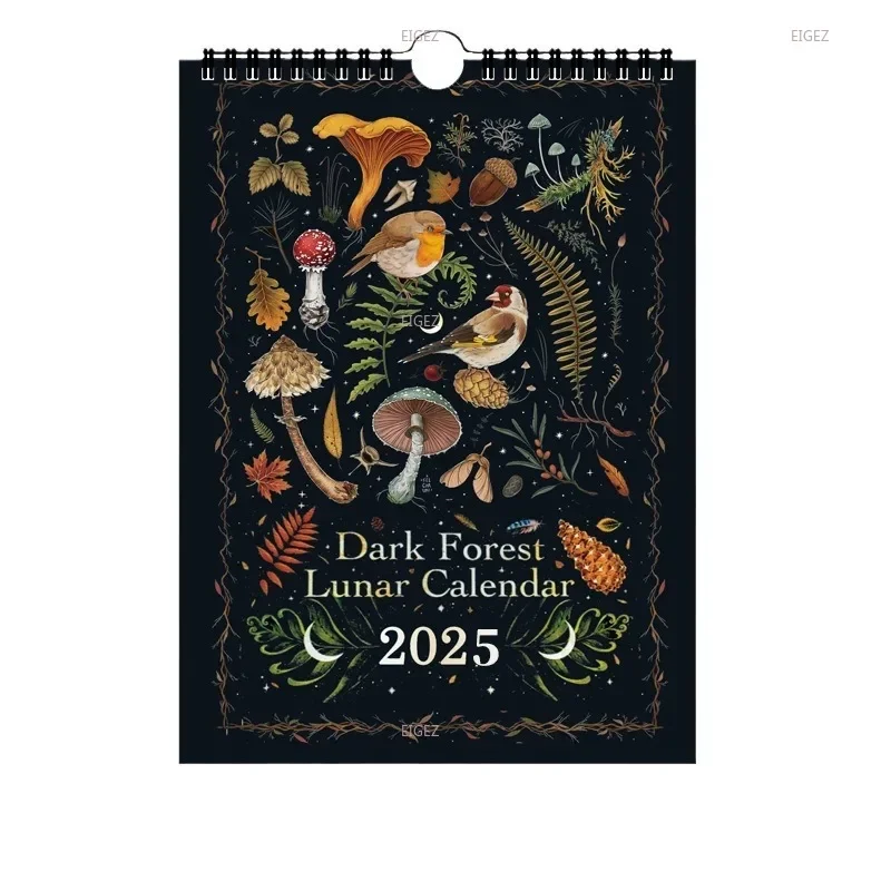 2025 Calendário de ilustração da floresta escura Calendário de escritório criativo Presente do festival de Natal