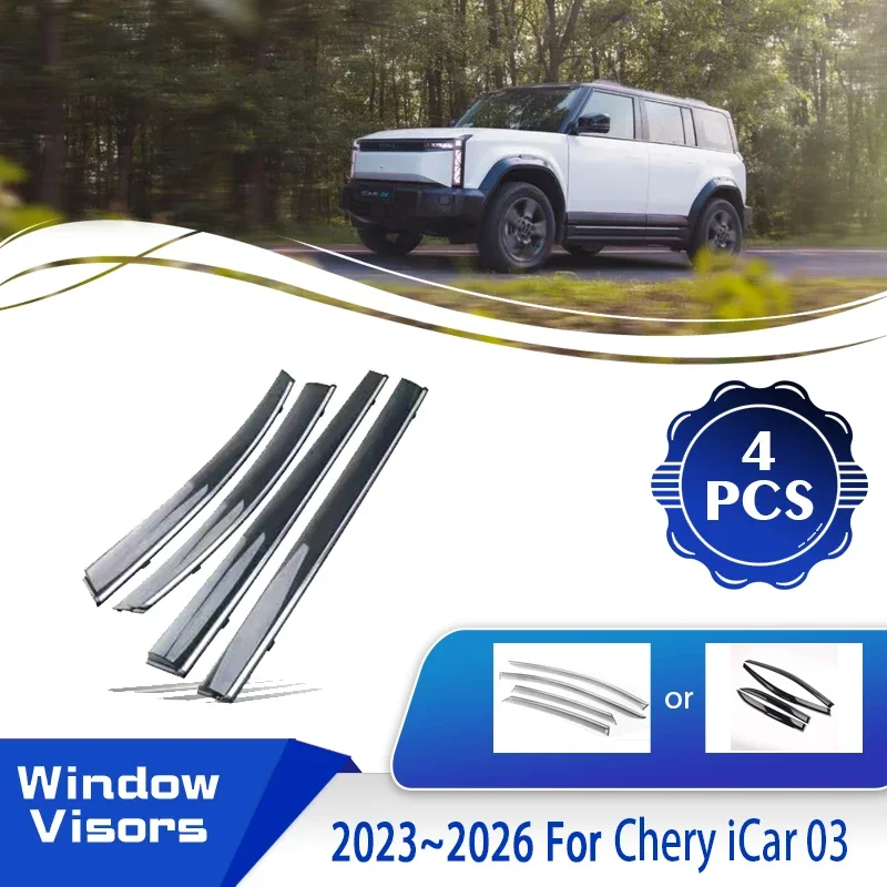 

Car Window Visors For Chery iCar 03 2023 2024 2025 2026 Rainproof Car Window Wind Rain Visor Deflector Shelters Auto Accessories