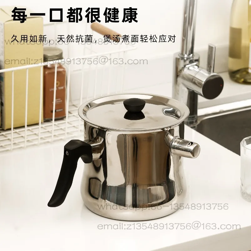 

304 Stainless Steel Hot Milk Pot Household Insulation Double Layer Milk Pot Hot Coffee Flower Tea Complementary Food Pot