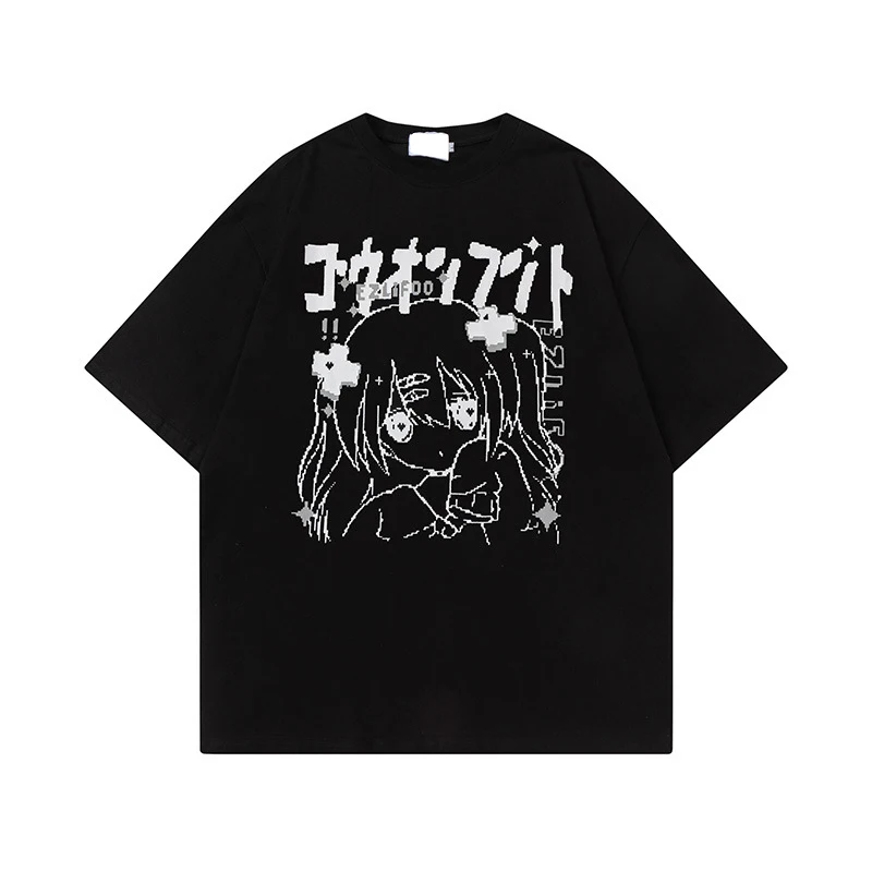 الرجال والنساء قصيرة الأكمام تي شيرت ، Kawaii الملابس اليابانية ، الشارع Harajuku تيز ، ملابس الصيف ، الكرتون القمم ، Y2K