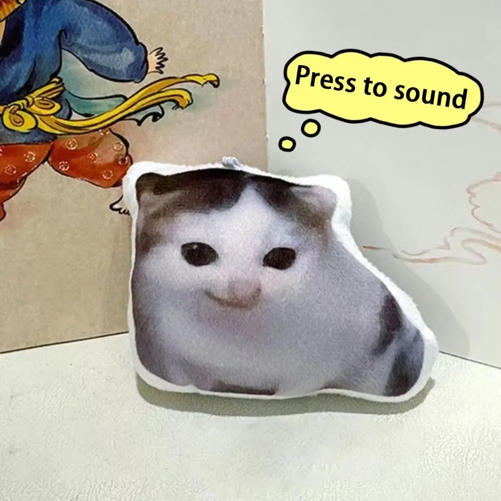 Oiiaioooooiai Cat Voice Keychain Decompression Reverses German Kitten Voice Pendant with Sound Cat Voice Doll