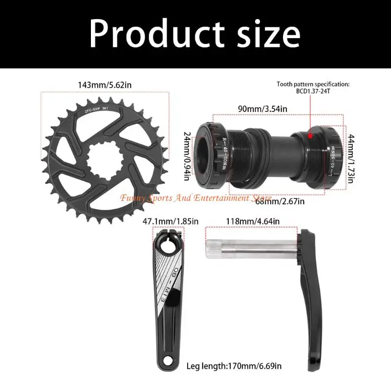 C4DE Aluminium-Kurbelgarnitur, 47,1 mm breiter Arm, 24 mm Chromoly für sichere Installation, Single Speed – Detail 6