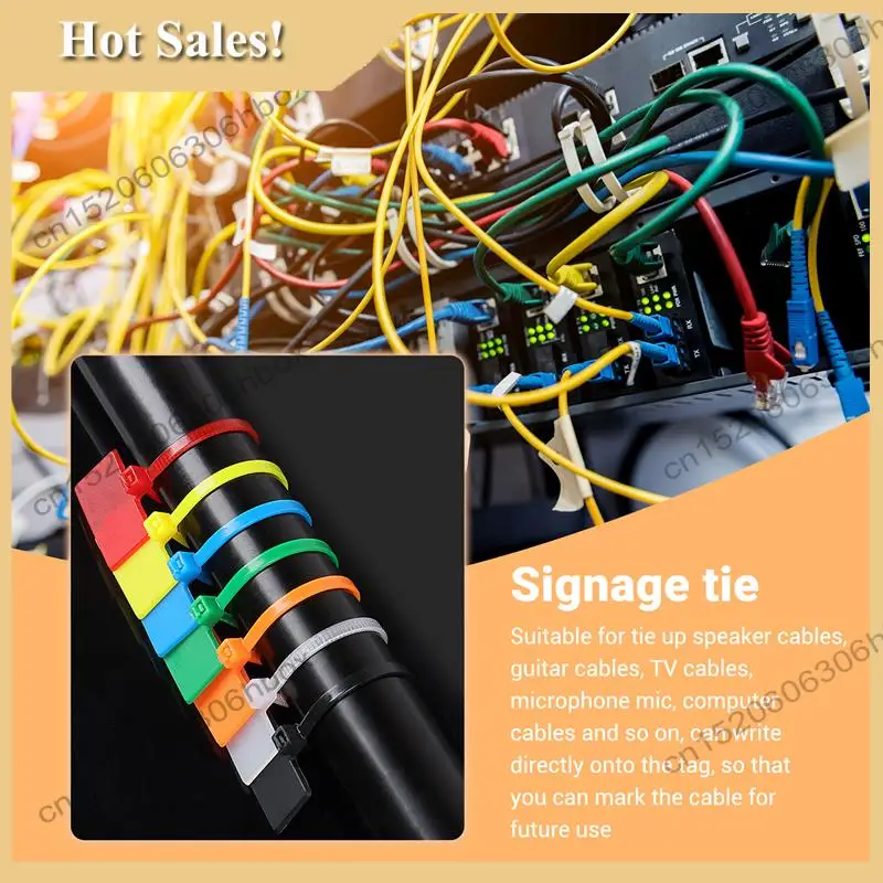 

-HOPE 250 Pcs 7Colors Nylon Cable Marker Ties Self-Locking Cord Write On Ethernet Wire Zip Mark Tags Nylon Power Marking Label