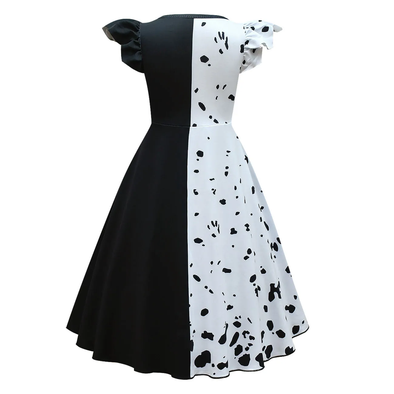 Cruella De Vil Cosplay Costume Dress Cloak With Gloves Adult Women Girls Halloween Carnival Party Suit Volwassenen Zwart Wit H