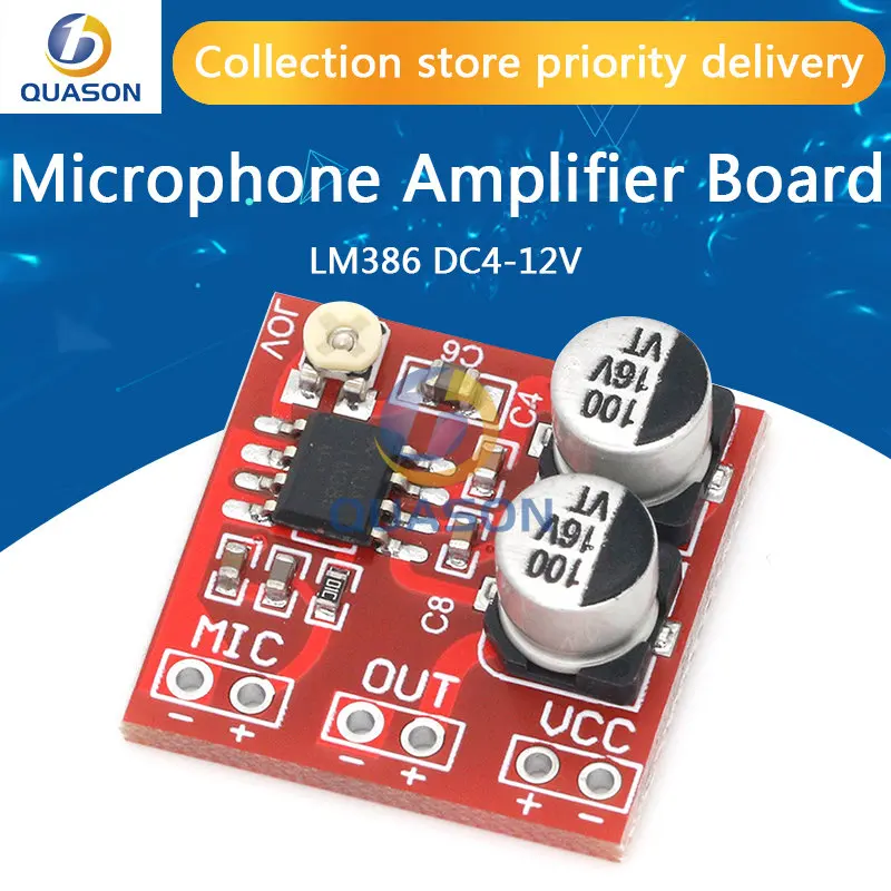 LM386 electret microphone amplifier board / microphone amplifier / without potentiometer DC4-12V