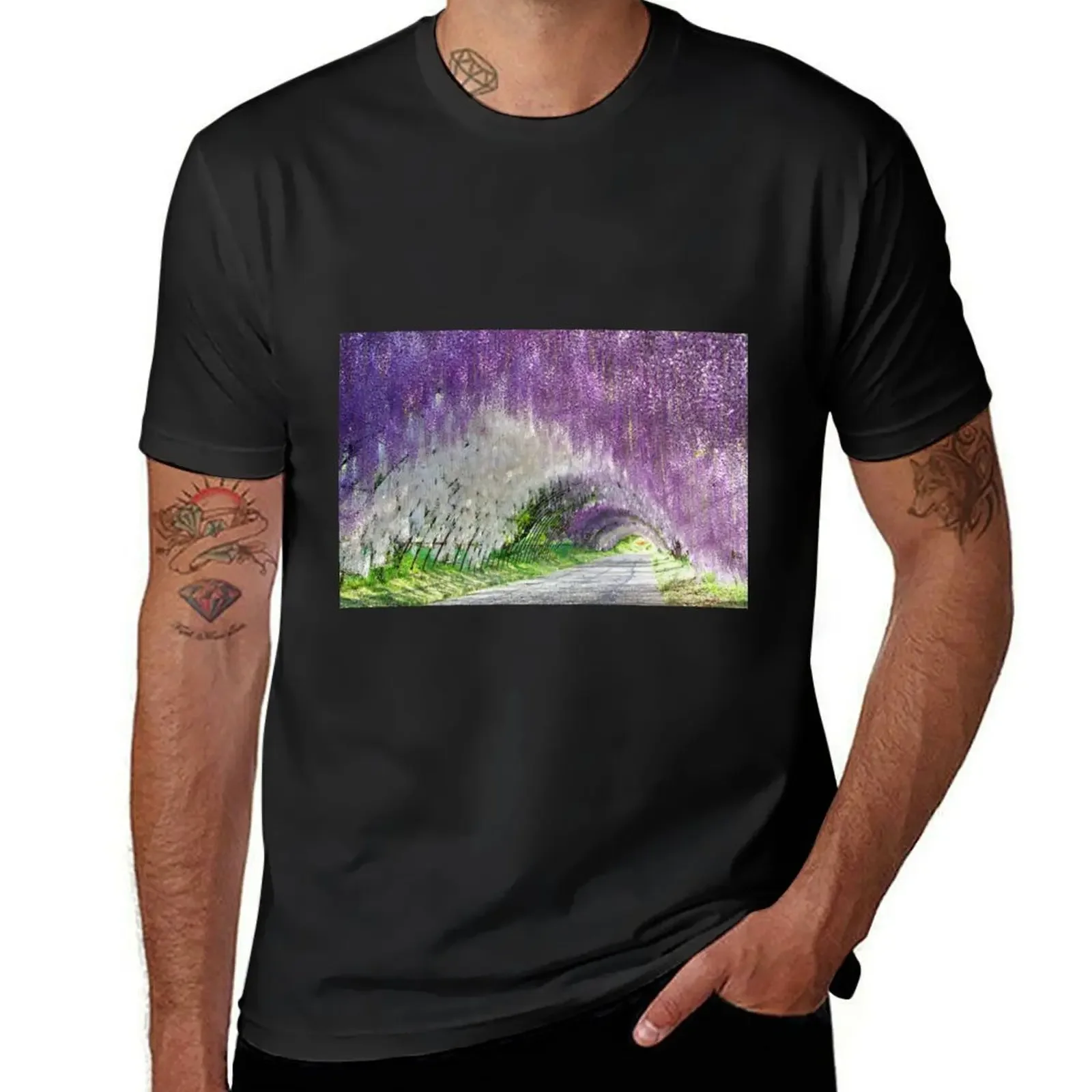 Wisteria tunnel T-Shirt customs plus sizes cotton t shirt men