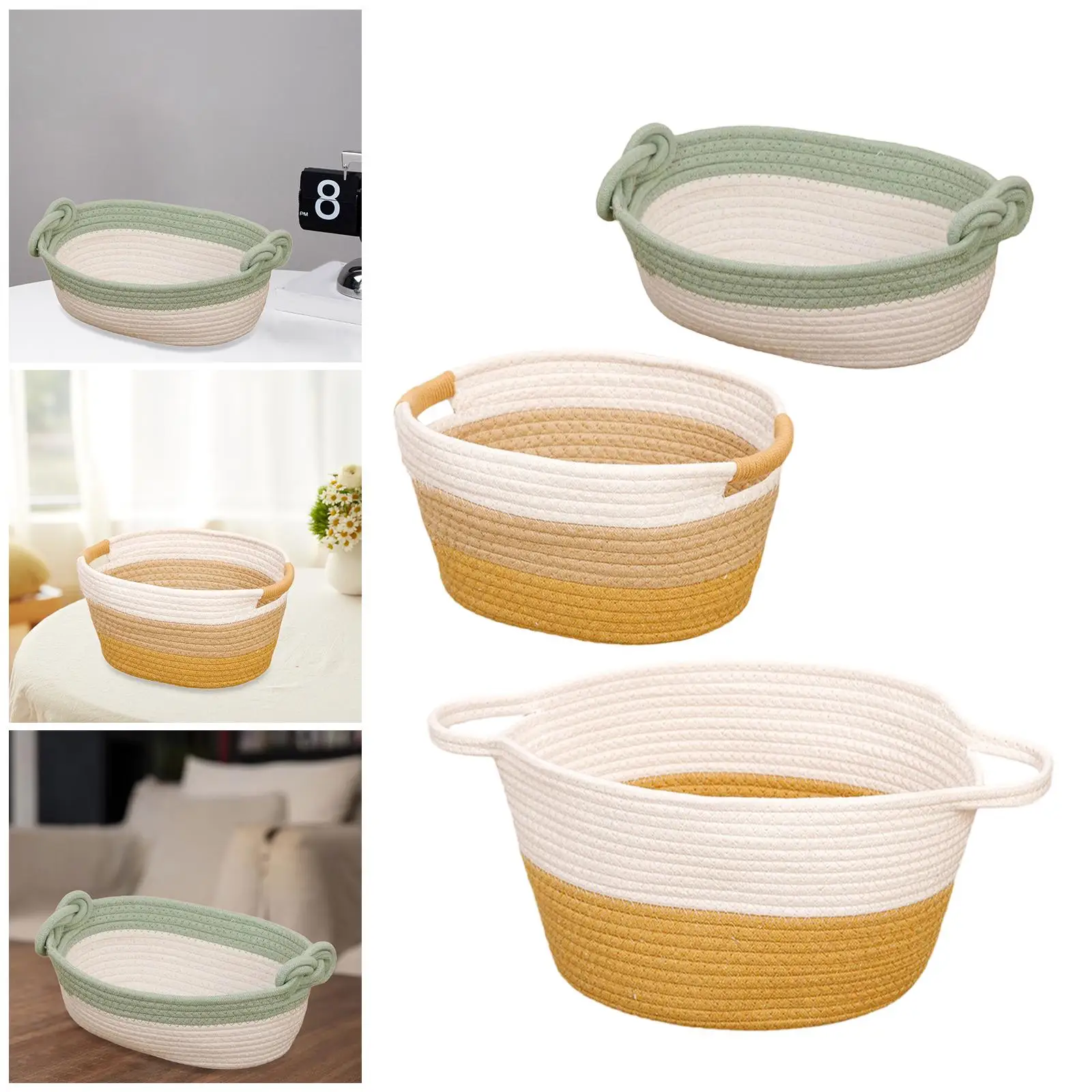 

Веревочная плетеная корзина для организации прочного ящика для хранения настольного шкафа дома