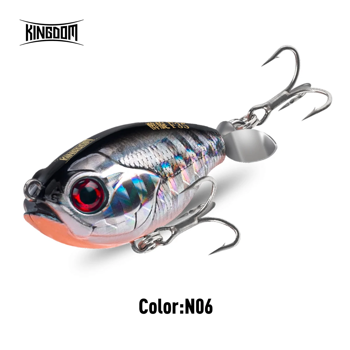 Kingdom Propeller Topwater Popper Visaas 35Mm 5.4G Wobblers Kunstmatig Hard Aas Voor Forel Snoekbaars Drijvend Potlood