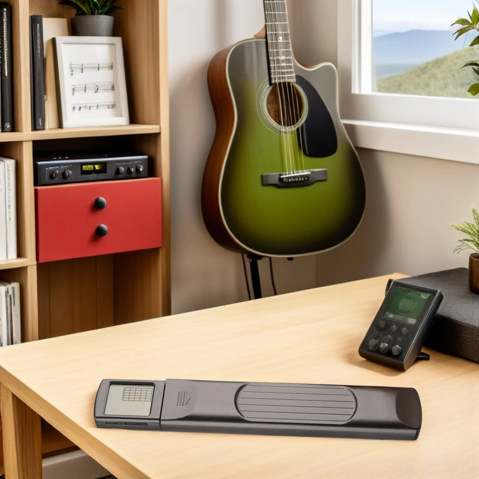 

1Pcs Pocket Guitar Chord Trainer Portable Compact Adjustable String Guitar Aid Sturdy Metal Strings Metronome for Beginners