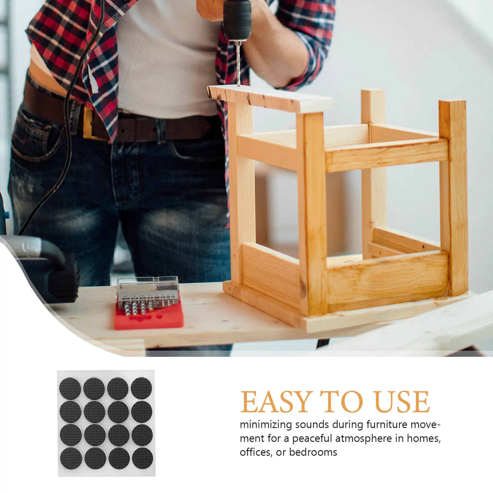800Pcs Furniture Anti-Slip Pads High-Density Sponge Self Stick Noise Reducing Non-Skid Cushions Protective Pads for Chairs Sofas