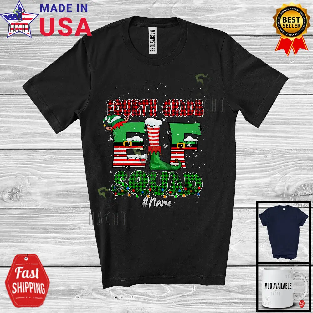 

Fourth Grade Elf Squad; Amazing Christmas Custom Name Students Teacher T-Shirt