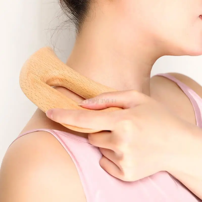 Lazy people's Gua Sha board face lifting solid wood Gua Sha board acupuncture muscles loosen beech wood Gua Sha boarding