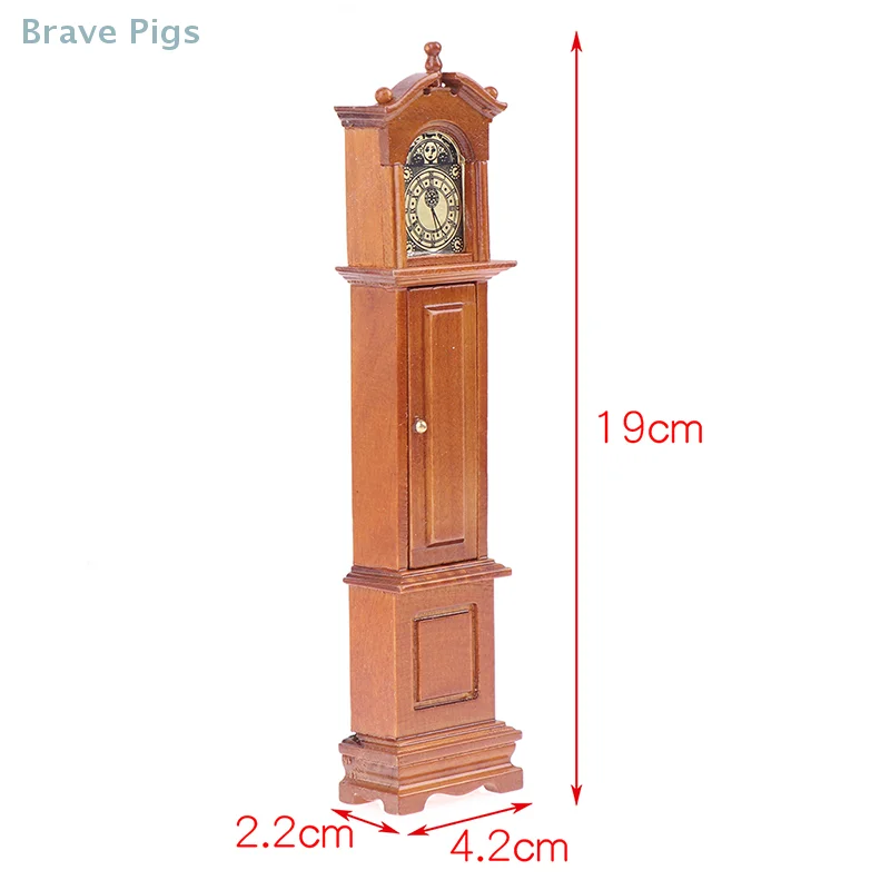 1:12 Dollhouse Miniature Wood Floor Clock Grandfather Clock Doll Furniture Model