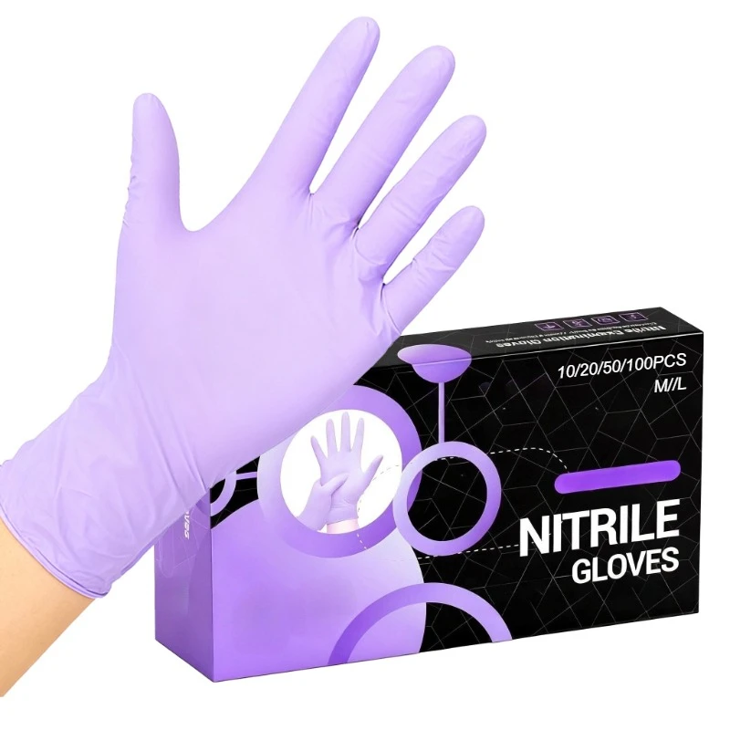 10-100PCS Light Purple Disposable Nitrile Gloves Household Cleaning Gloves Kitchen Dishwashing Hairdressing Tattoo Cleaning Tool
