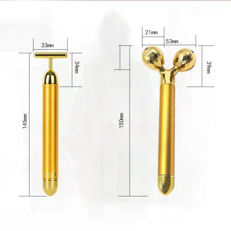 Gold Stick T-Typ Gesichtslifting Vibration Schönheitsmassage Elektrisches 2-in-1 3D-Roller Straffendes Hautpflegegerät für den Allgemeinen