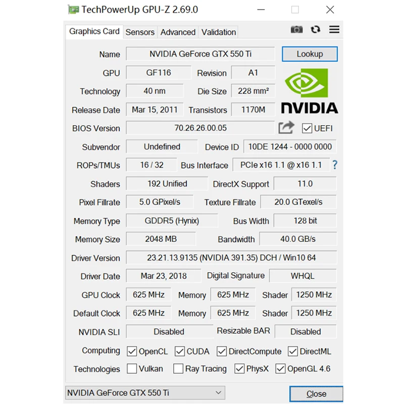 SOYO GTX 550TI GDDR5 Graphics Card 2GB 40NM Video Card 128BIT HDMI VGA DVI PC game computer com GPU 625MHZ  PhysX Single Fan view 3