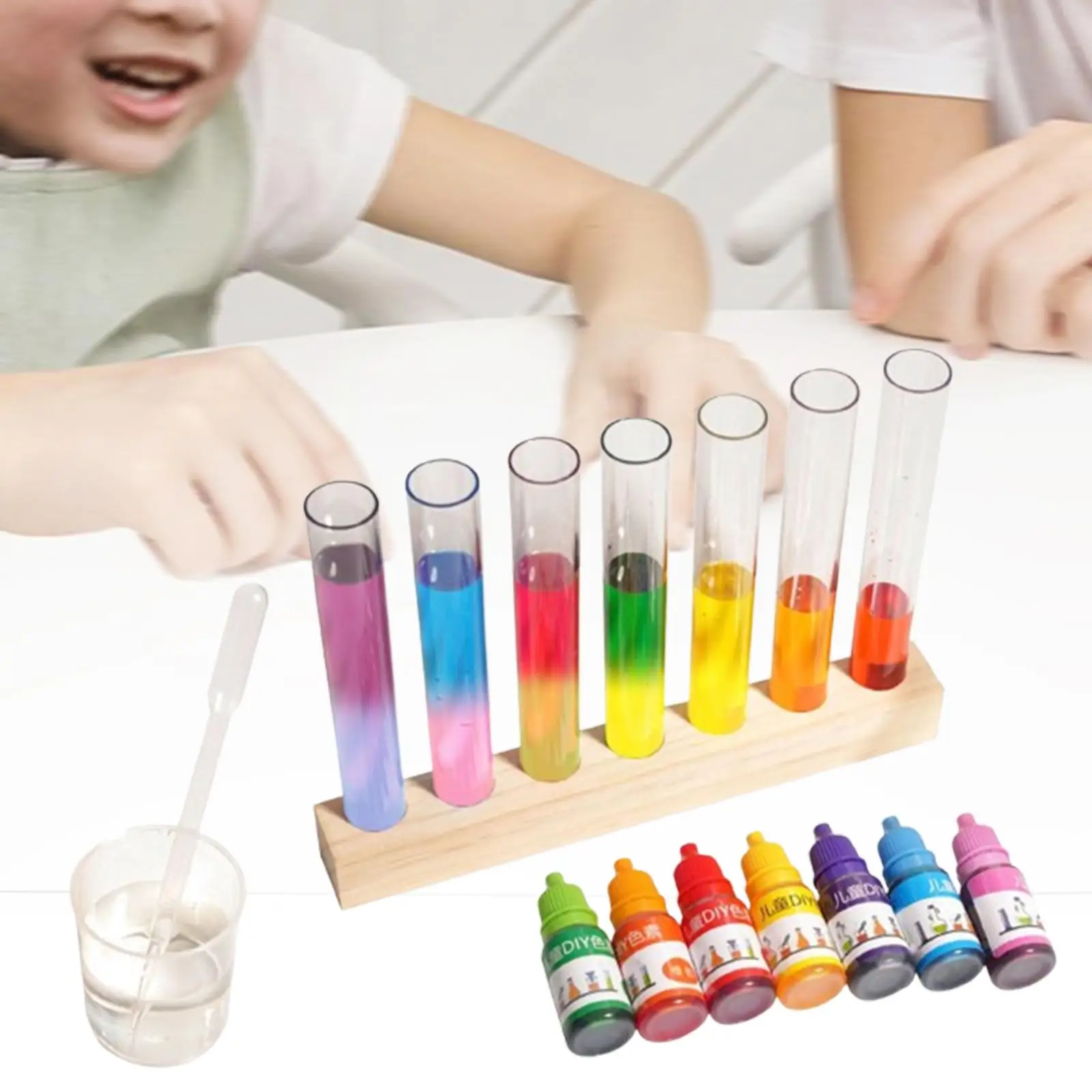 Kit de ciências de química tubos tubo de ensaio colorido brinquedo colorido para meninos meninas 3-12